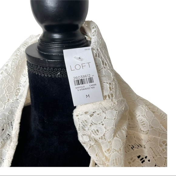 NWT Ann Taylor Medium IVORY LACE GOLD BACK BUTTONS 3/4 SLEEVE TOP TUNIC BLOUSE - Picture 5 of 7